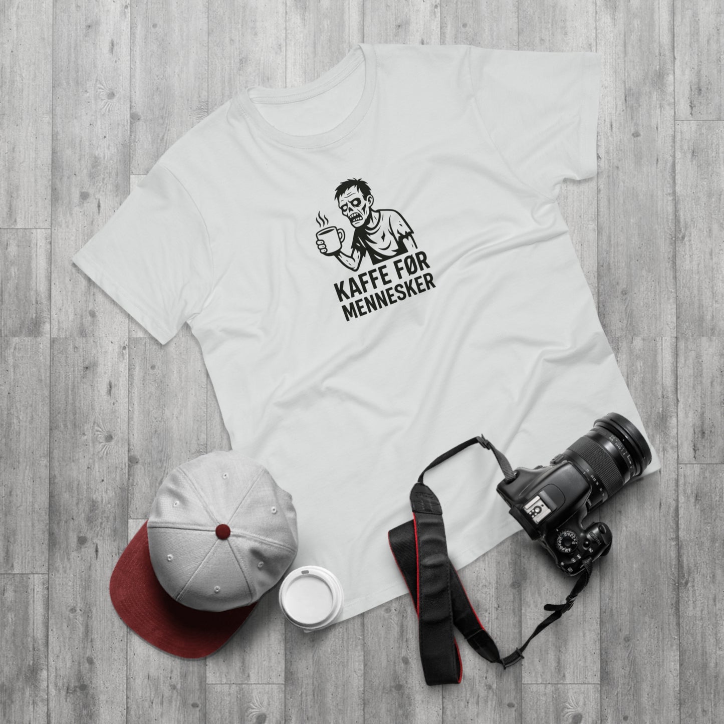 Kaffe før mennesker T-shirt | Sjov zombie T-shirt med humor til kaffeelskere, kollegaer og morgentrætte