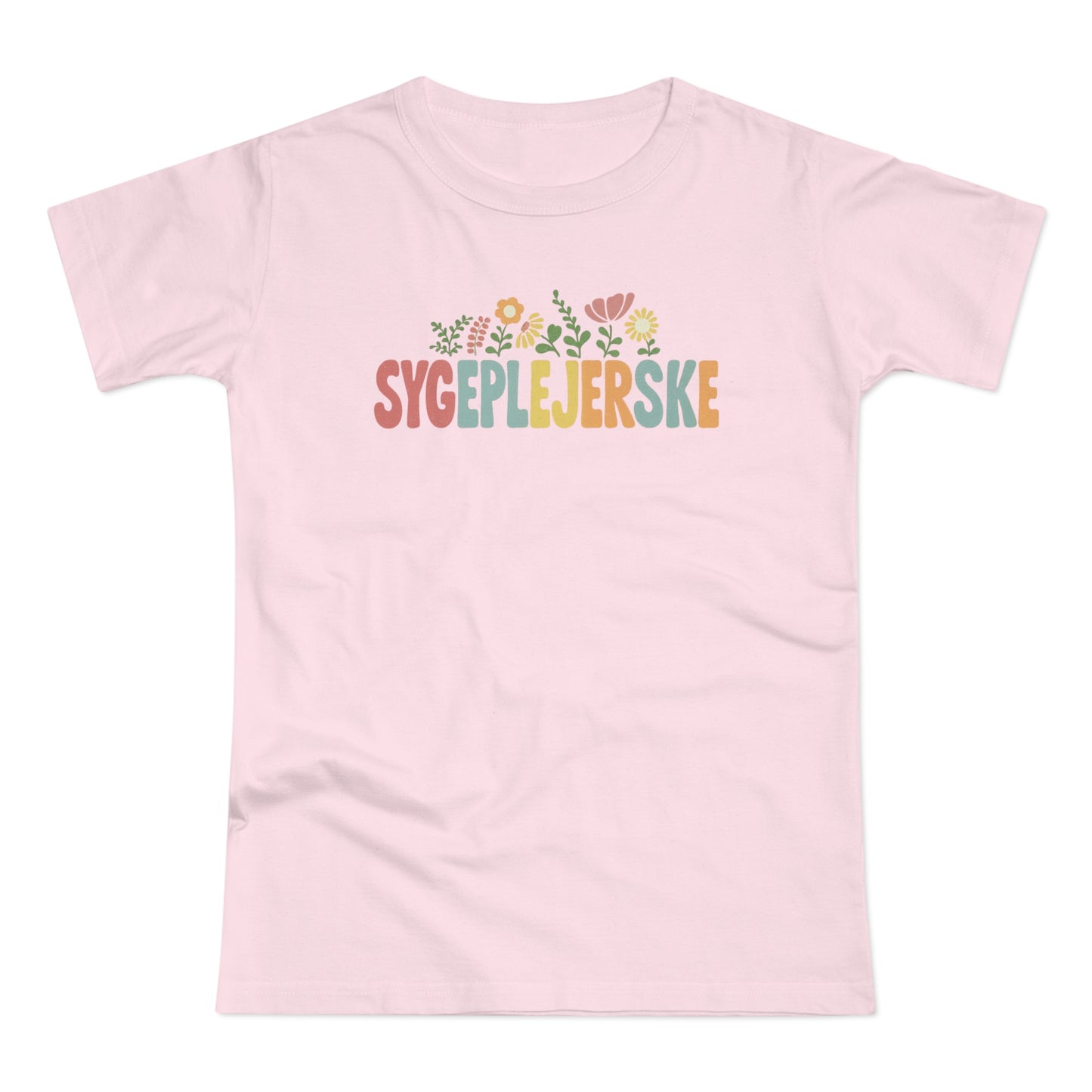 Sygeplejerske T-shirt – Retro Blomstermotiv Regnbue Design til Sygeplejersker