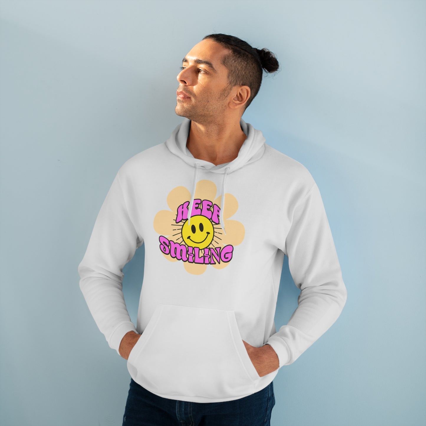 Smilende Solskin Unisex Pullover Hættetrøje | Hyggelig Sweatshirt til Hverdag, Perfekt Gave til Venner, Afslappet Streetwear, Happy Vibes