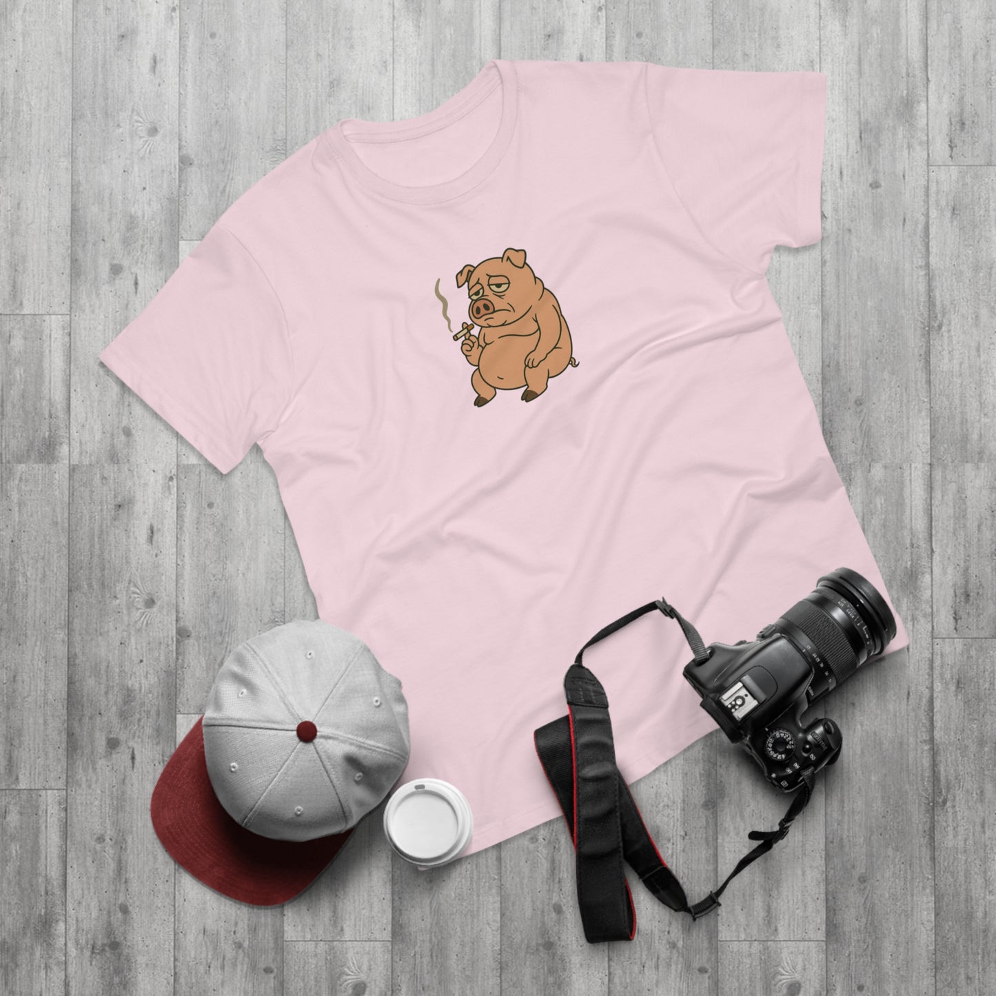 ,,Depressed pig'' t-shirt - deprimeret gris med cigaret | sjov t-shirt | gave