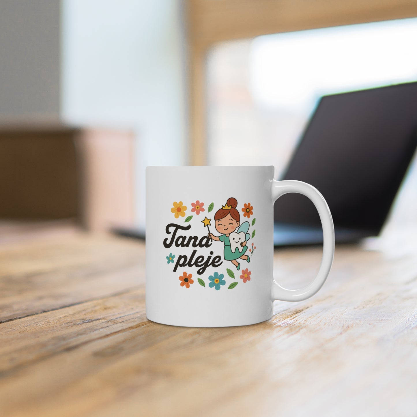 Sød Tandpleje Krus med Tandfe Illustration – Perfekt til Hygge, Klinik eller Gave