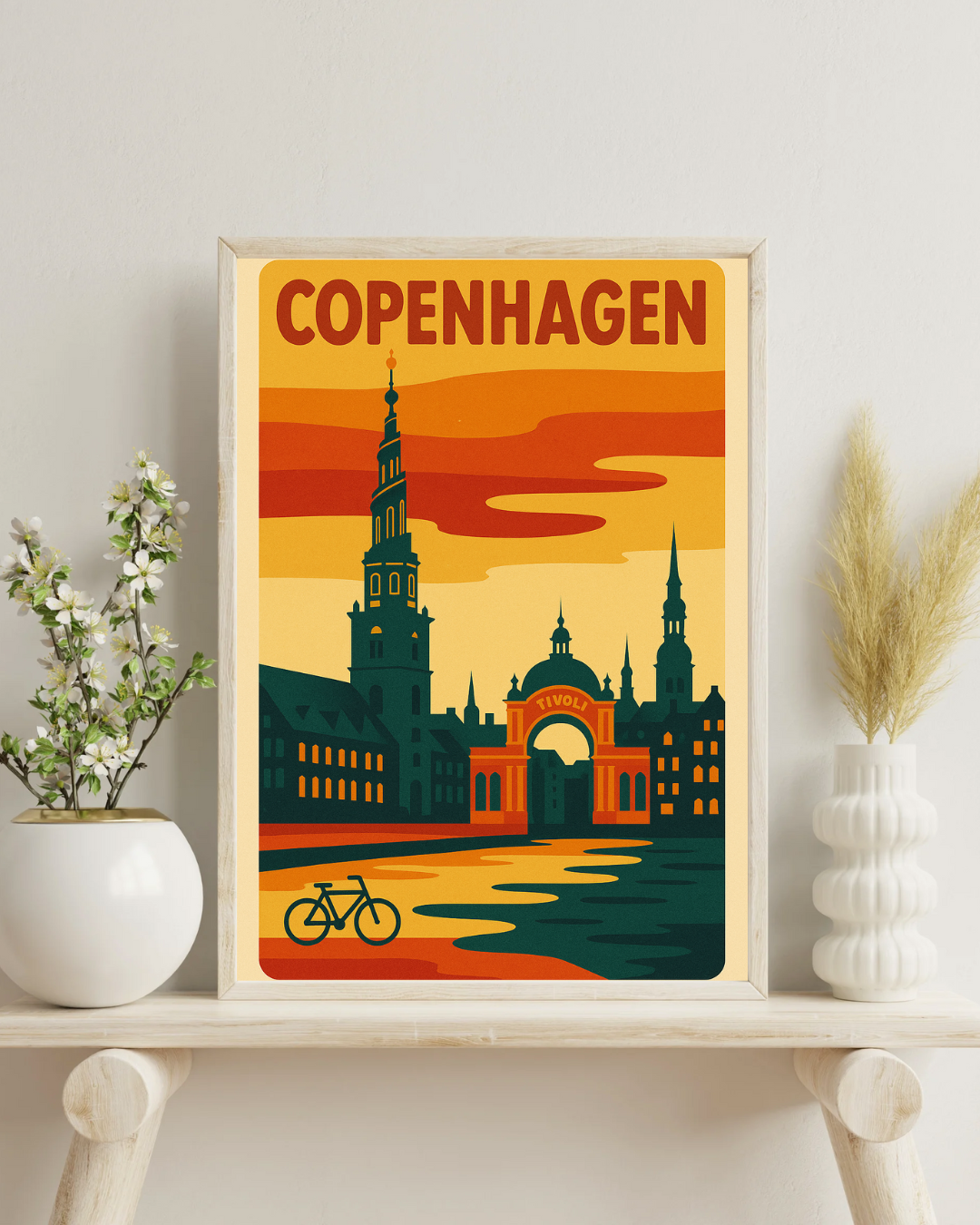 København Vintage Plakat, Rejsekunst, Vægdekoration, Boligindretning, Gave til Rejsende, Skandinavisk Design