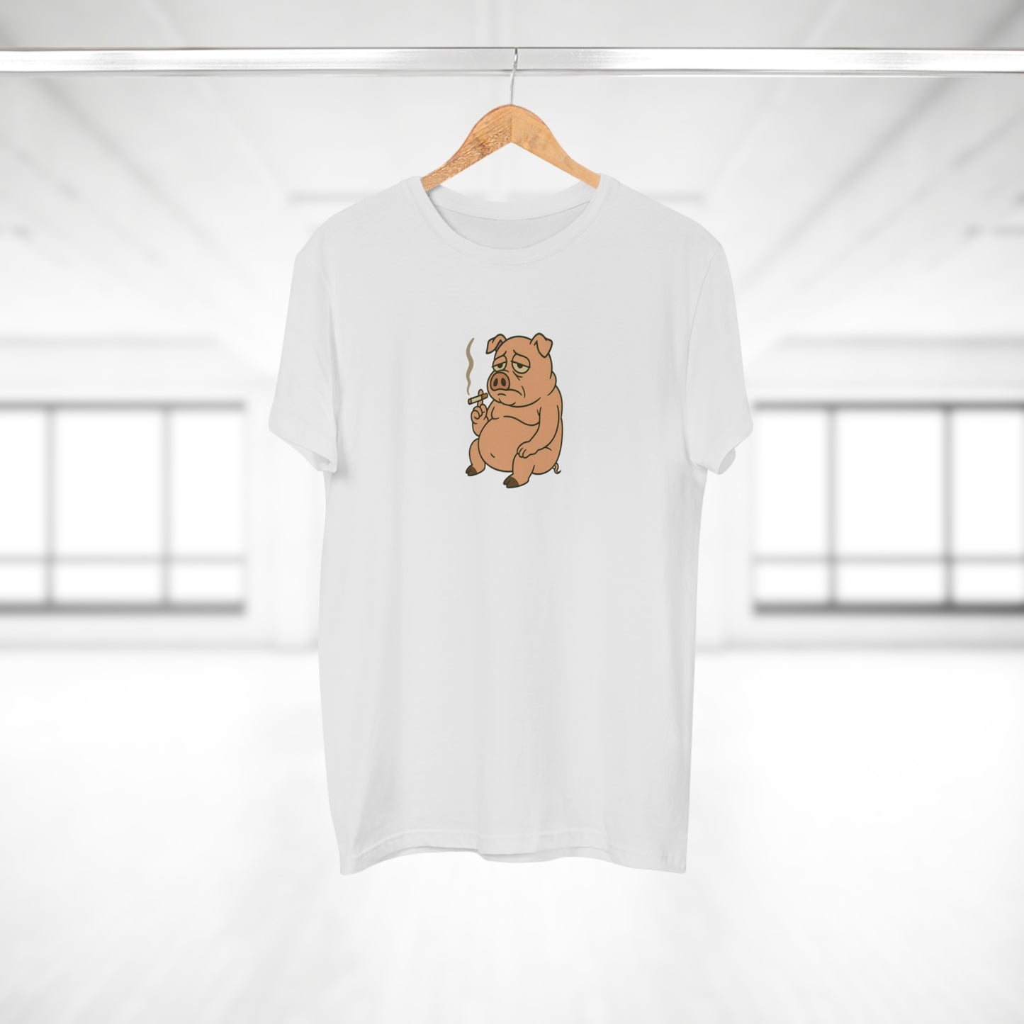 ,,Depressed pig'' t-shirt - deprimeret gris med cigaret | sjov t-shirt | gave