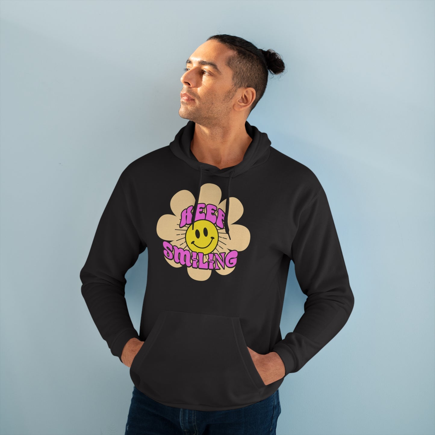Smilende Solskin Unisex Pullover Hættetrøje | Hyggelig Sweatshirt til Hverdag, Perfekt Gave til Venner, Afslappet Streetwear, Happy Vibes