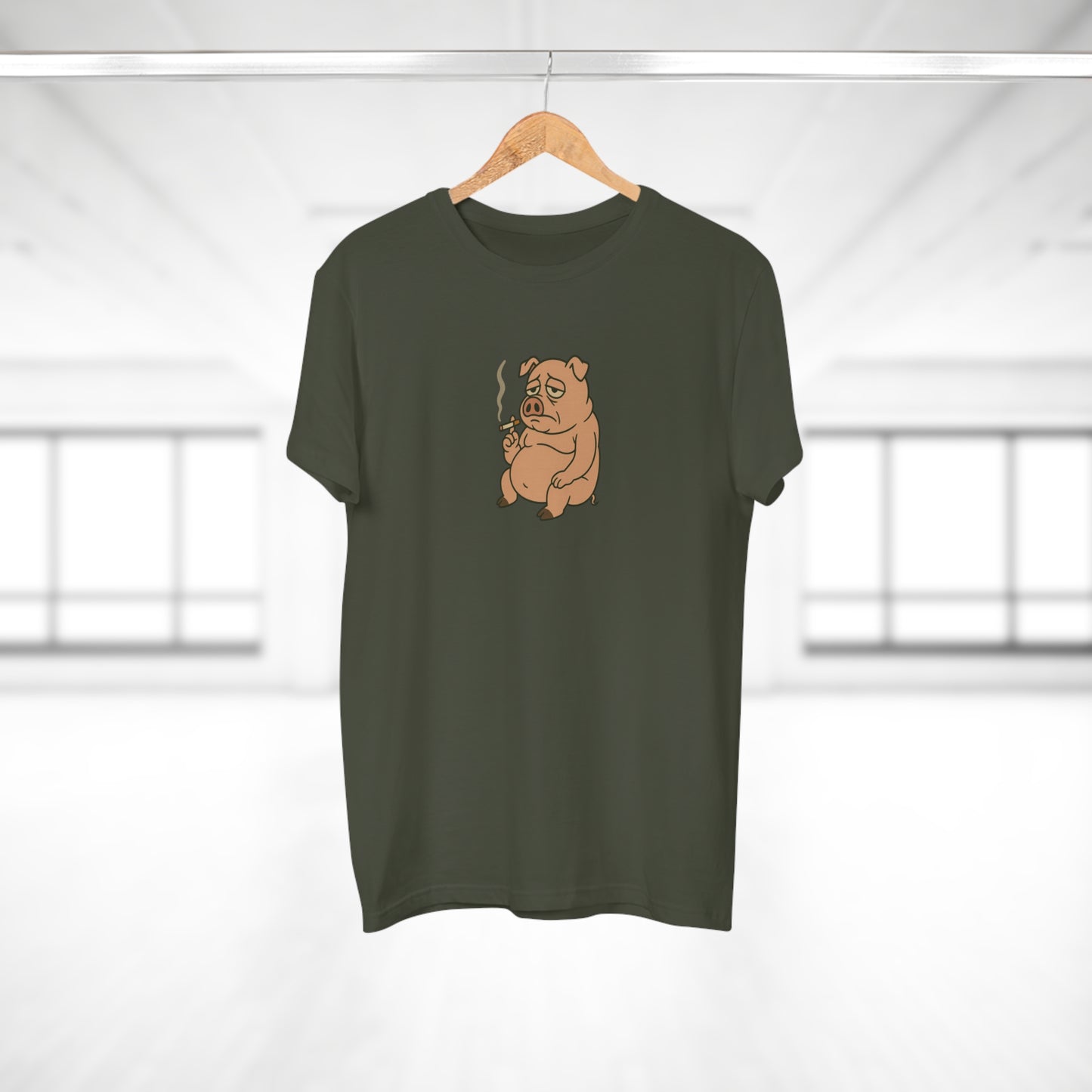 ,,Depressed pig'' t-shirt - deprimeret gris med cigaret | sjov t-shirt | gave