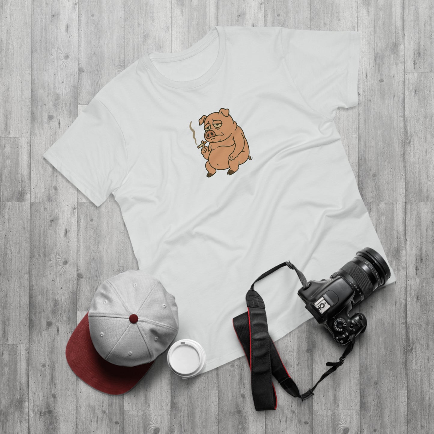 ,,Depressed pig'' t-shirt - deprimeret gris med cigaret | sjov t-shirt | gave