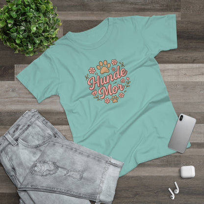 Hunde Mor T-shirt – Sødt design med poteaftryk og blomster
