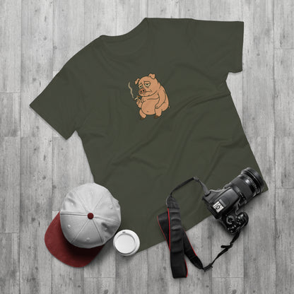 ,,Depressed pig'' t-shirt - deprimeret gris med cigaret | sjov t-shirt | gave