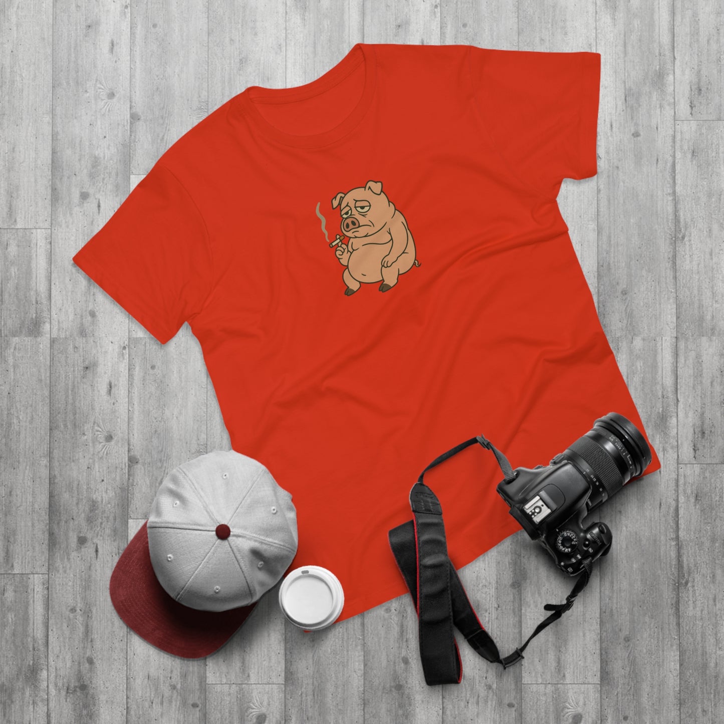 ,,Depressed pig'' t-shirt - deprimeret gris med cigaret | sjov t-shirt | gave