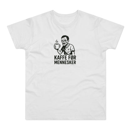 Kaffe før mennesker T-shirt | Sjov zombie T-shirt med humor til kaffeelskere, kollegaer og morgentrætte