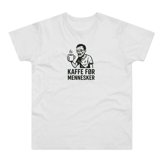 Kaffe før mennesker T-shirt | Sjov zombie T-shirt med humor til kaffeelskere, kollegaer og morgentrætte