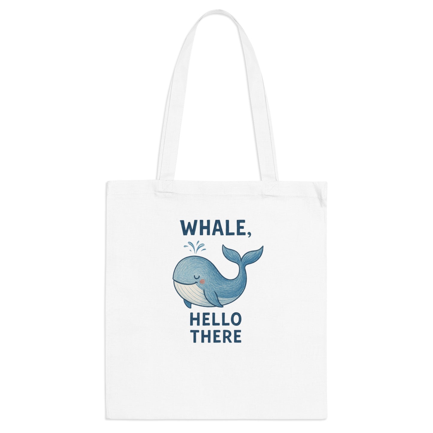 Stofnet / tote bag i bomuld med sødt hvalmotiv – Whale Hello There