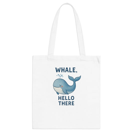 Stofnet / tote bag i bomuld med sødt hvalmotiv – Whale Hello There