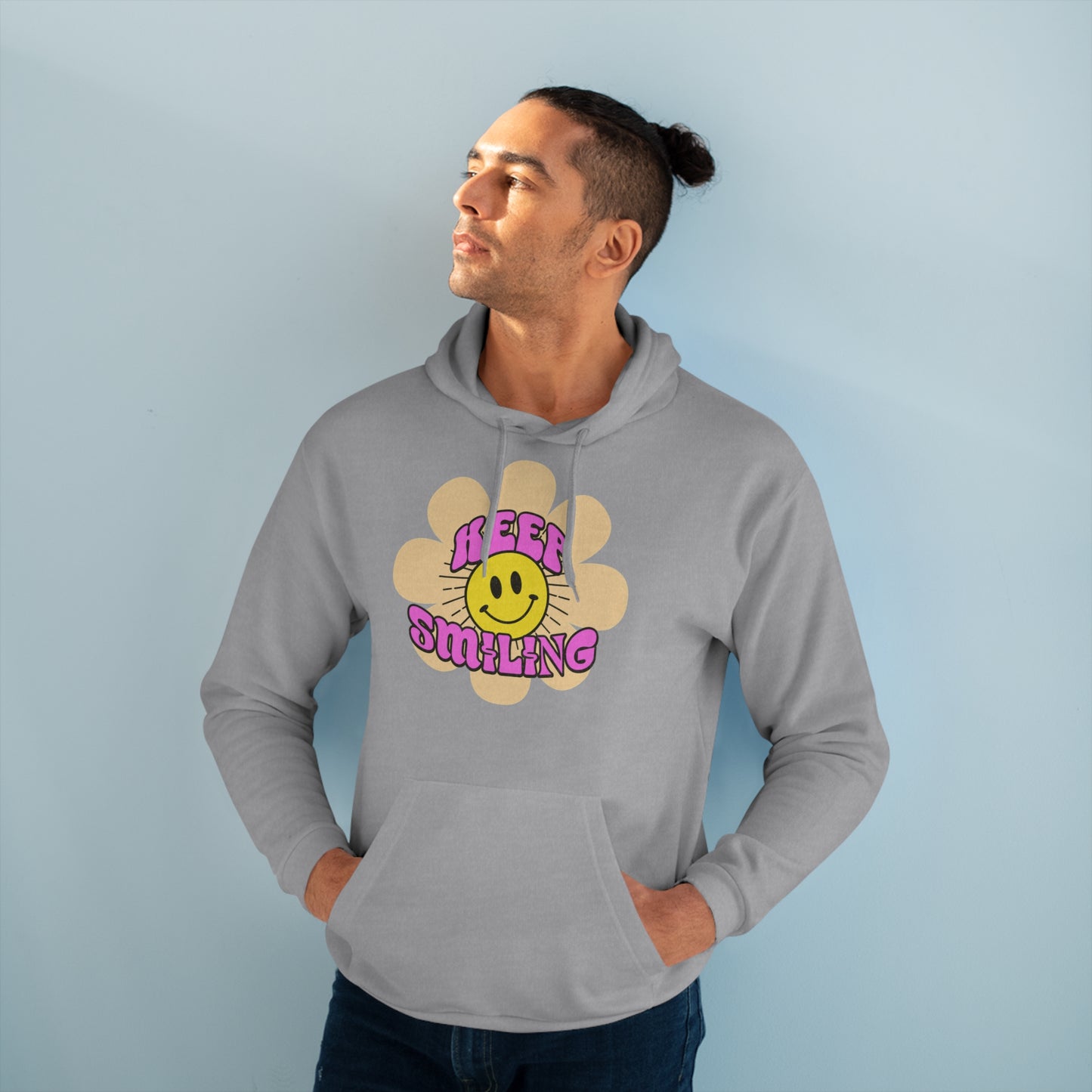 Smilende Solskin Unisex Pullover Hættetrøje | Hyggelig Sweatshirt til Hverdag, Perfekt Gave til Venner, Afslappet Streetwear, Happy Vibes