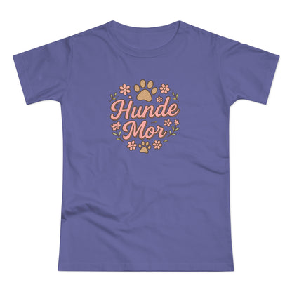 Hunde Mor T-shirt – Sødt design med poteaftryk og blomster