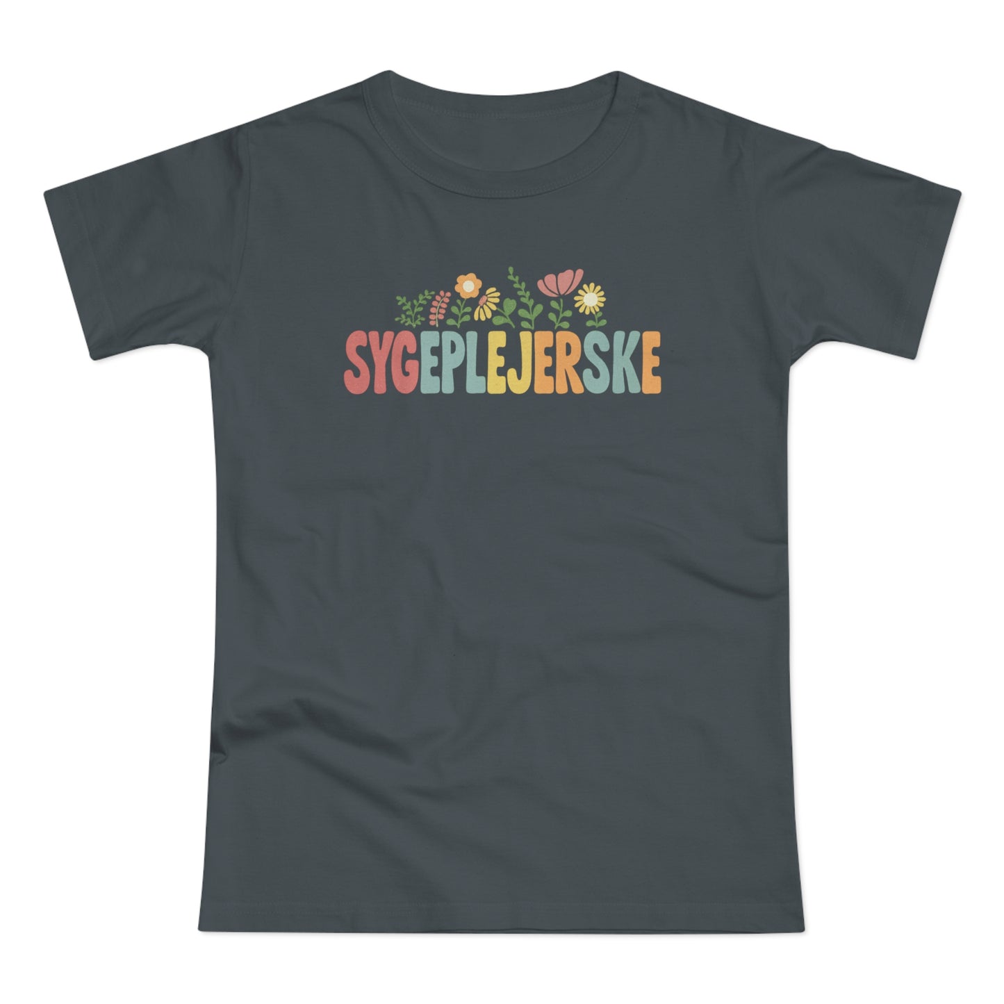 Sygeplejerske T-shirt – Retro Blomstermotiv Regnbue Design til Sygeplejersker
