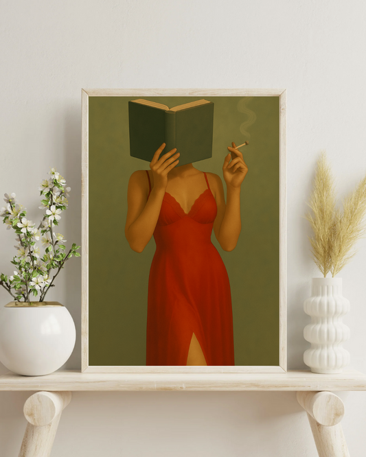 Elegant kunsttryk, vintage bogelsker-plakat, chik soveværelsesindretning, boggave, litterær vægkunst, stilfuld hjemmeæstetik
