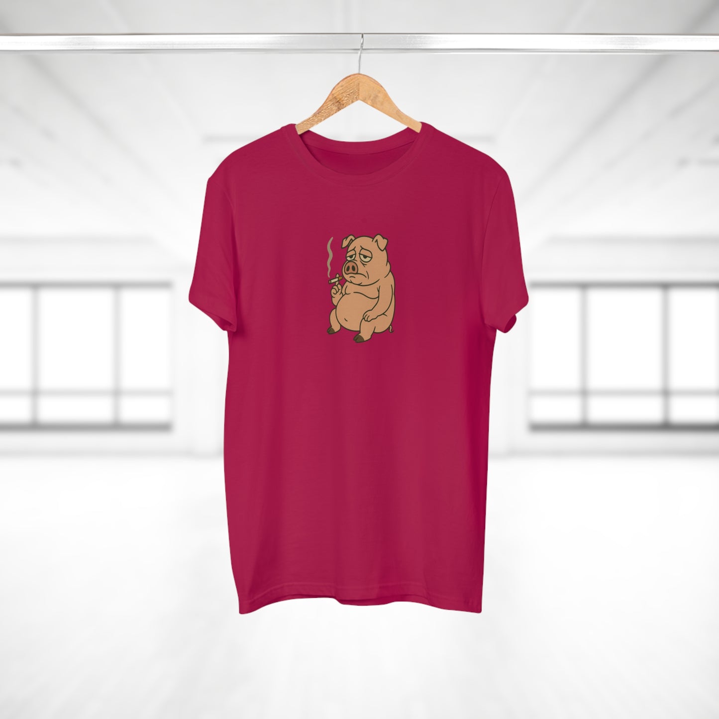 ,,Depressed pig'' t-shirt - deprimeret gris med cigaret | sjov t-shirt | gave