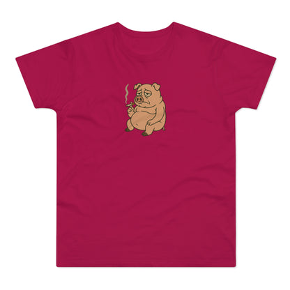 ,,Depressed pig'' t-shirt - deprimeret gris med cigaret | sjov t-shirt | gave