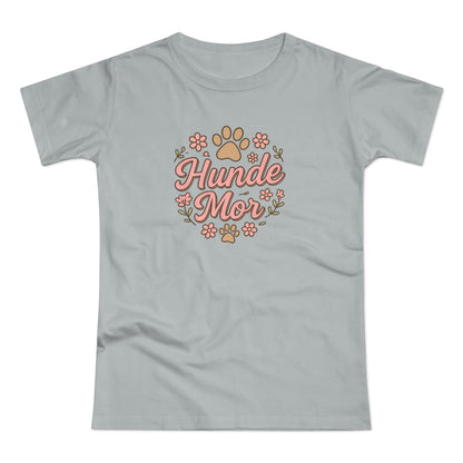 Hunde Mor T-shirt – Sødt design med poteaftryk og blomster