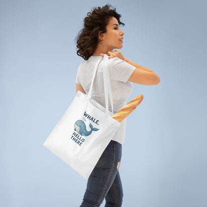 Stofnet / tote bag i bomuld med sødt hvalmotiv – Whale Hello There