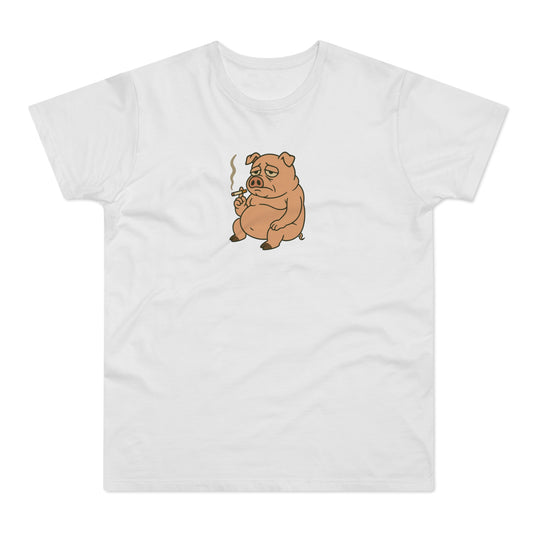 ,,Depressed pig'' t-shirt - deprimeret gris med cigaret | sjov t-shirt | gave