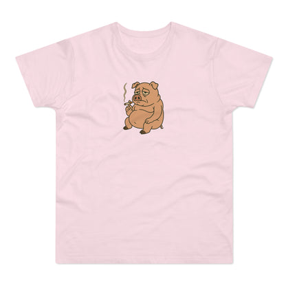 ,,Depressed pig'' t-shirt - deprimeret gris med cigaret | sjov t-shirt | gave