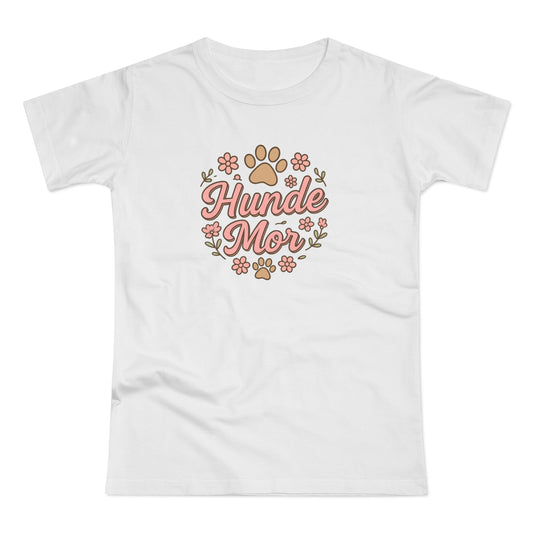Hunde Mor T-shirt – Sødt design med poteaftryk og blomster
