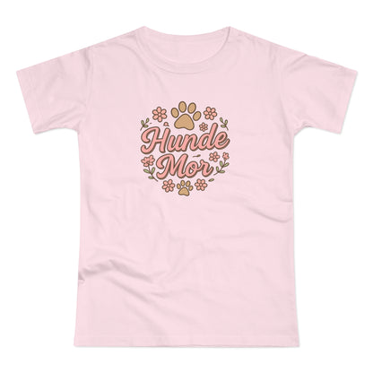 Hunde Mor T-shirt – Sødt design med poteaftryk og blomster